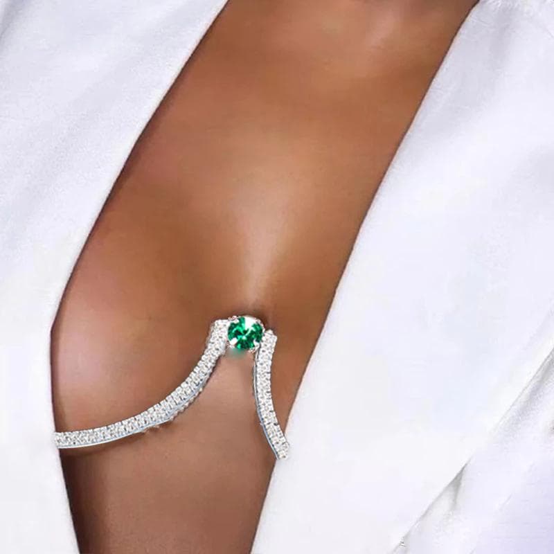 Stonefans mode vert rond poitrine support soutiens-gorge chaîne corps bijoux pour femmes cristal Bikinis soutien-gorge harnais Lingerie Festival