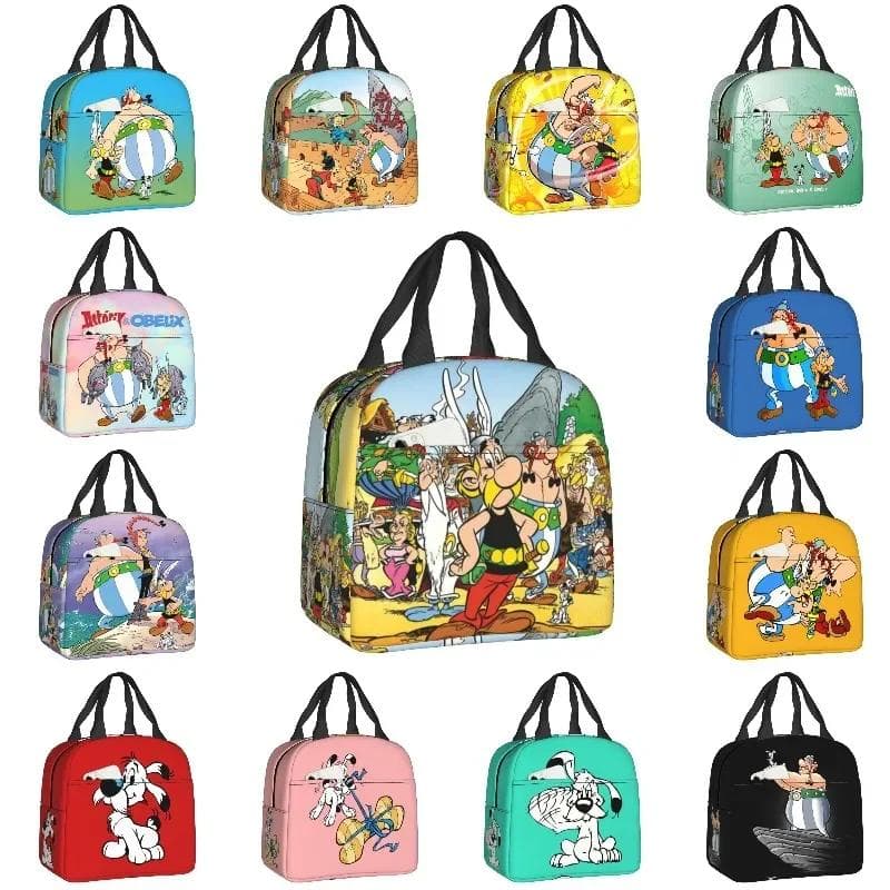 Sac à déjeuner Anime Astérix et Obélix Femmes Portable Glacière Thermique Isolé Boîte à Lunch pour École Bureau Pique-nique en Plein Air