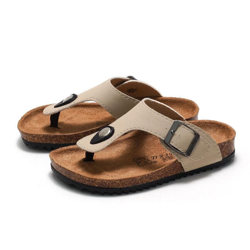 Printemps et Été 2026 Enfants Garçons et Filles Claquettes en Liège Claquettes Boken Tongs Tendance Plage Pince KWN-581 cm noir