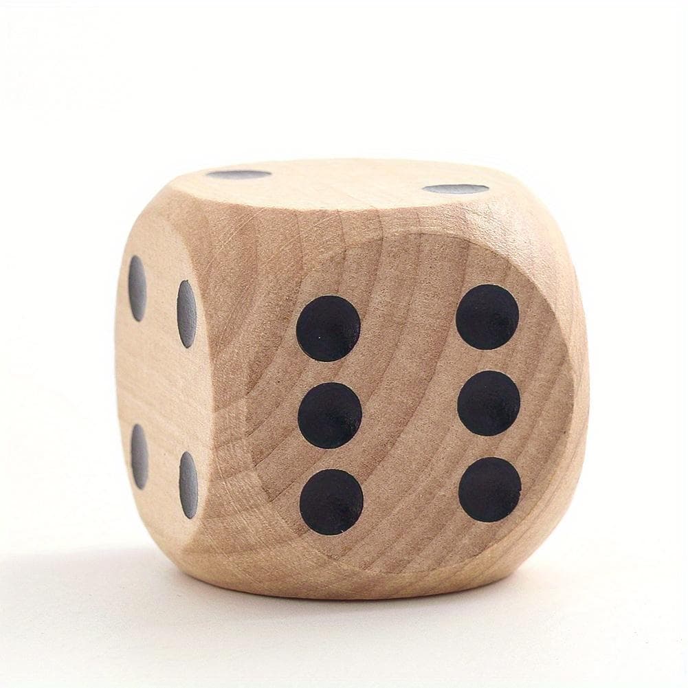 1PC Grand Dé en Bois à 6 Faces avec Points Angle Carré Arrondi pour Réunions de Famille Fêtes de Bar Club Jeux de Société Miniatures