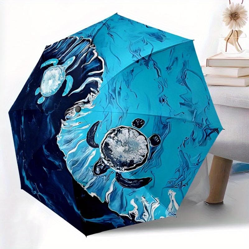 Parapluie automatique à vagues, ouverture/fermeture automatique, pliable, avec armature à 8 baleines, 3 plis, compact, pour hommes et femmes, 134