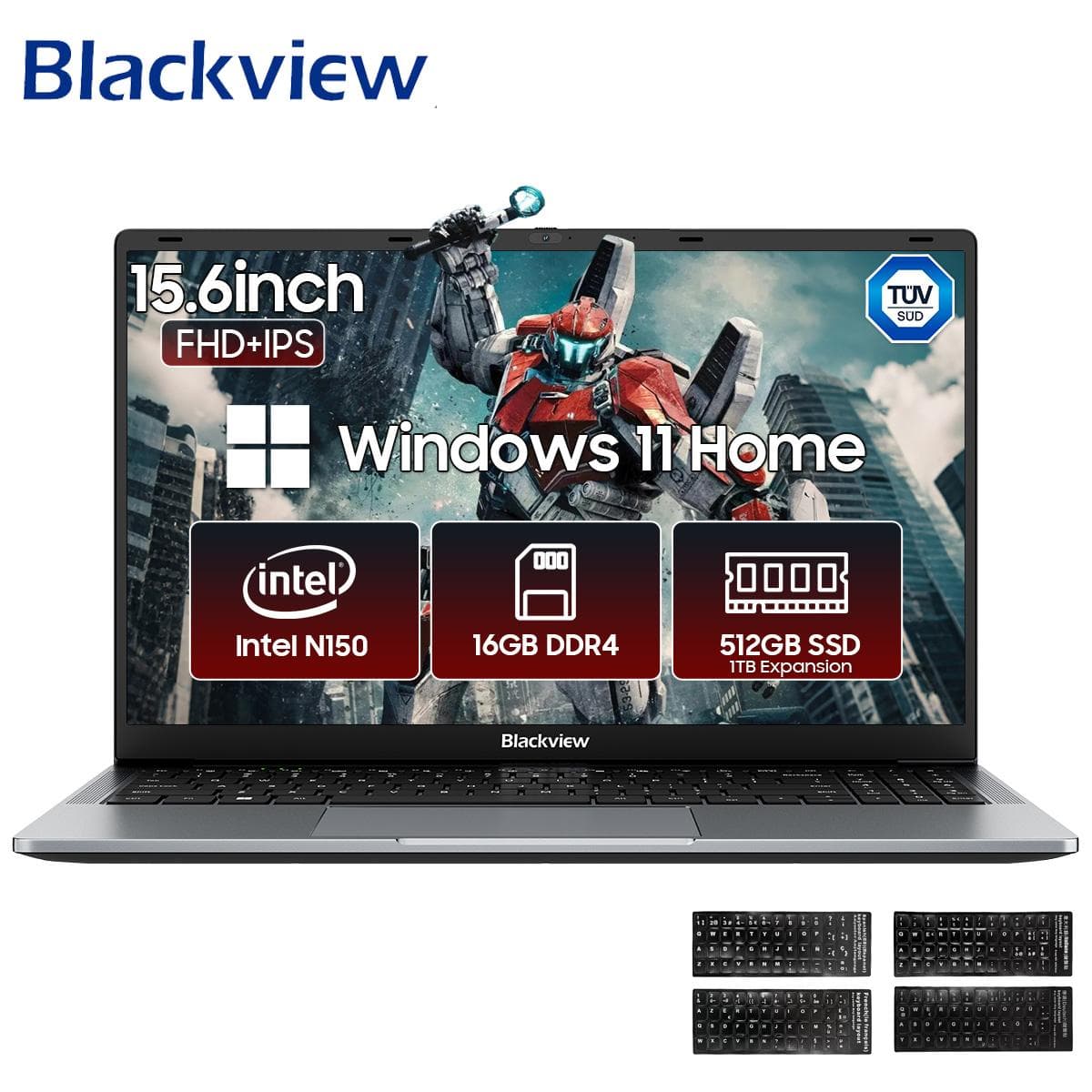 Blackview AceBook 6 Gen Ordinateur portable Intel N150 15,6 pouces 16GB+256/512GB Notebook gris
