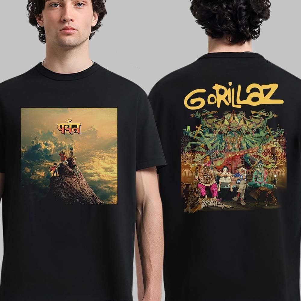 T-shirt double face Gorillaz The Mountain Artwork de couverture d'album cm