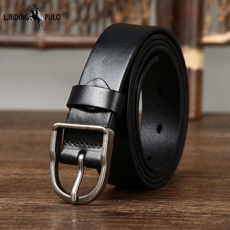 Ceinture Femme Cuir Véritable de Vache Surface Simple Mode Rétro Polyvalente Tendance Ceinture à Boucle Ardillon Femme 90cm