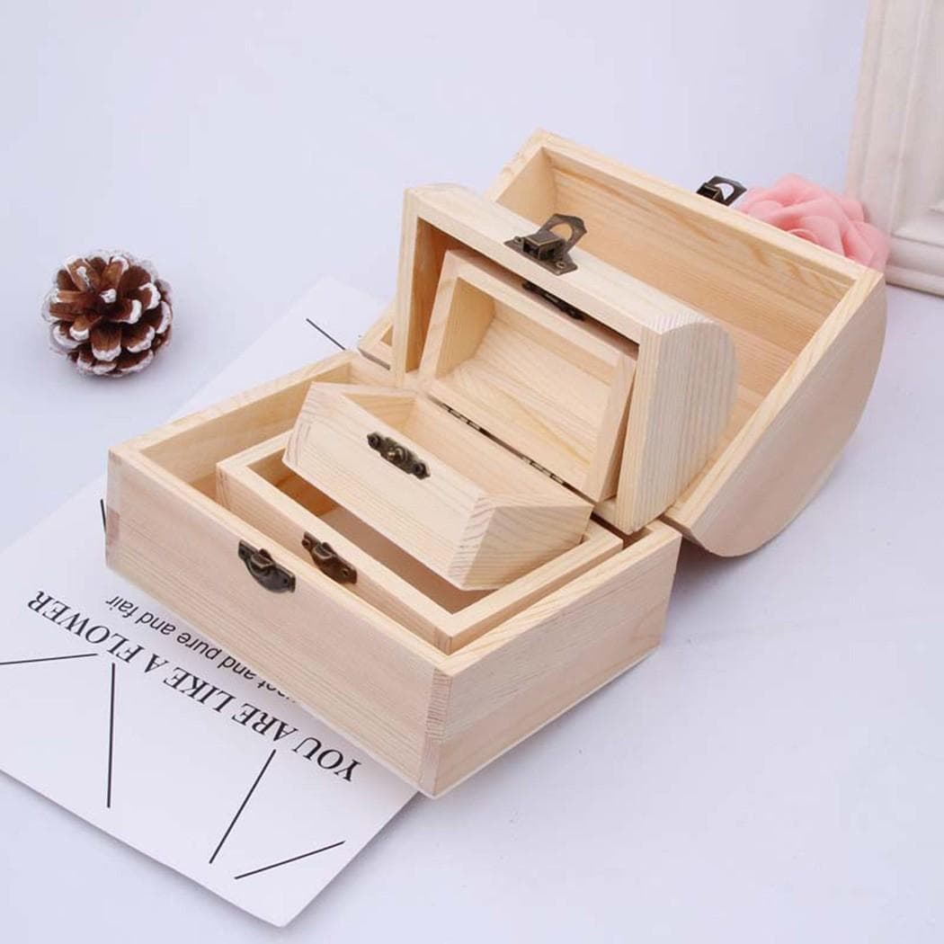 Boîte en bois simple Boîtes de rangement à charnières en bois arquées