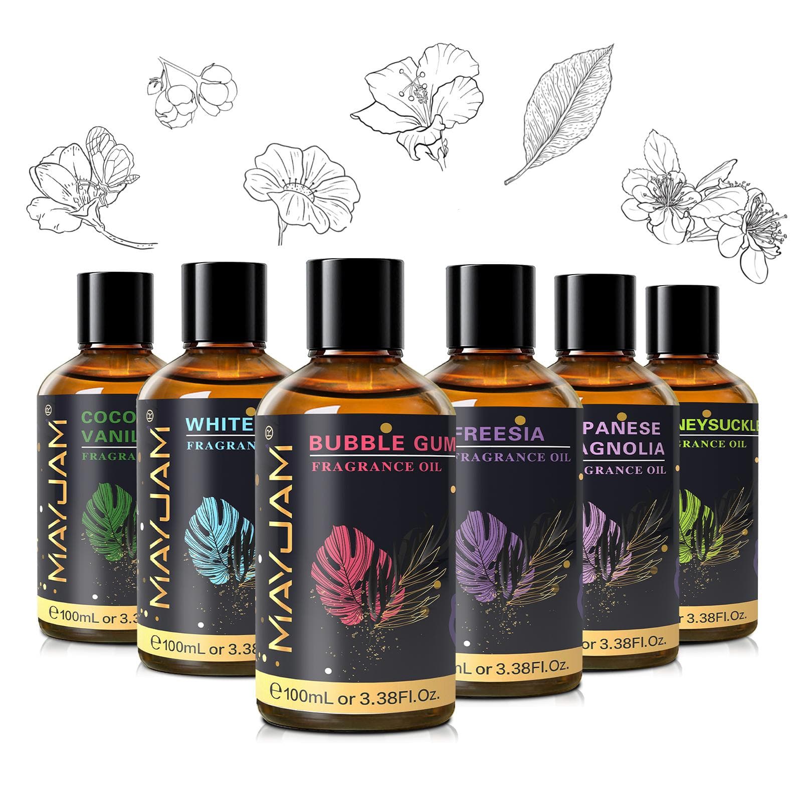 MAYJAM 100ML/3.38FL.OZ Huiles parfumées, huiles essentielles de cerise, de mangue, de noix de coco et de vanille pour diffuseurs d'aromathérapie,