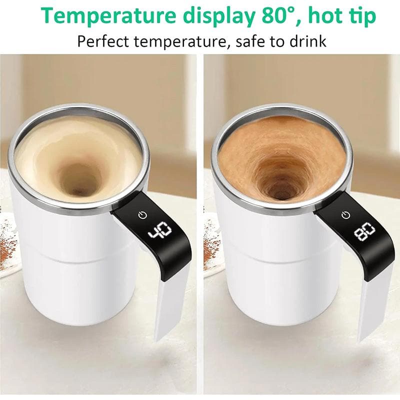 Tasse Magnétique Auto-Mélangeante Automatique Tasse à Café Auto-Mélangeante Rechargeable par USB Tasses Thermiques Intelligentes avec Écran LCD