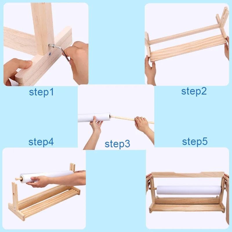 Distributeur de Rouleau de Papier en Bois Art avec Rouleau de Papier Porte-Rouleau de Papier Création Chevalet de Table pour Enfants Convient pour