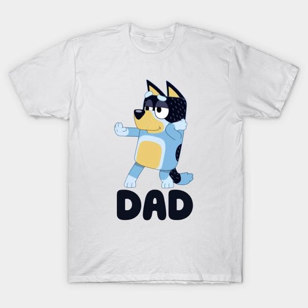 T-shirt Homme Impression Noire Bluey Papa Impression Papier de Transfert Sans Découpe Coton cm blanc