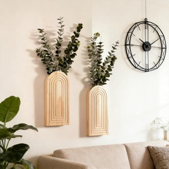 Vase mural en bois Suspendu mural Bohème Jardinière Décoration murale Style Ferme pour Entrée Couloir Salle de bain Salon Salle à manger Espaces