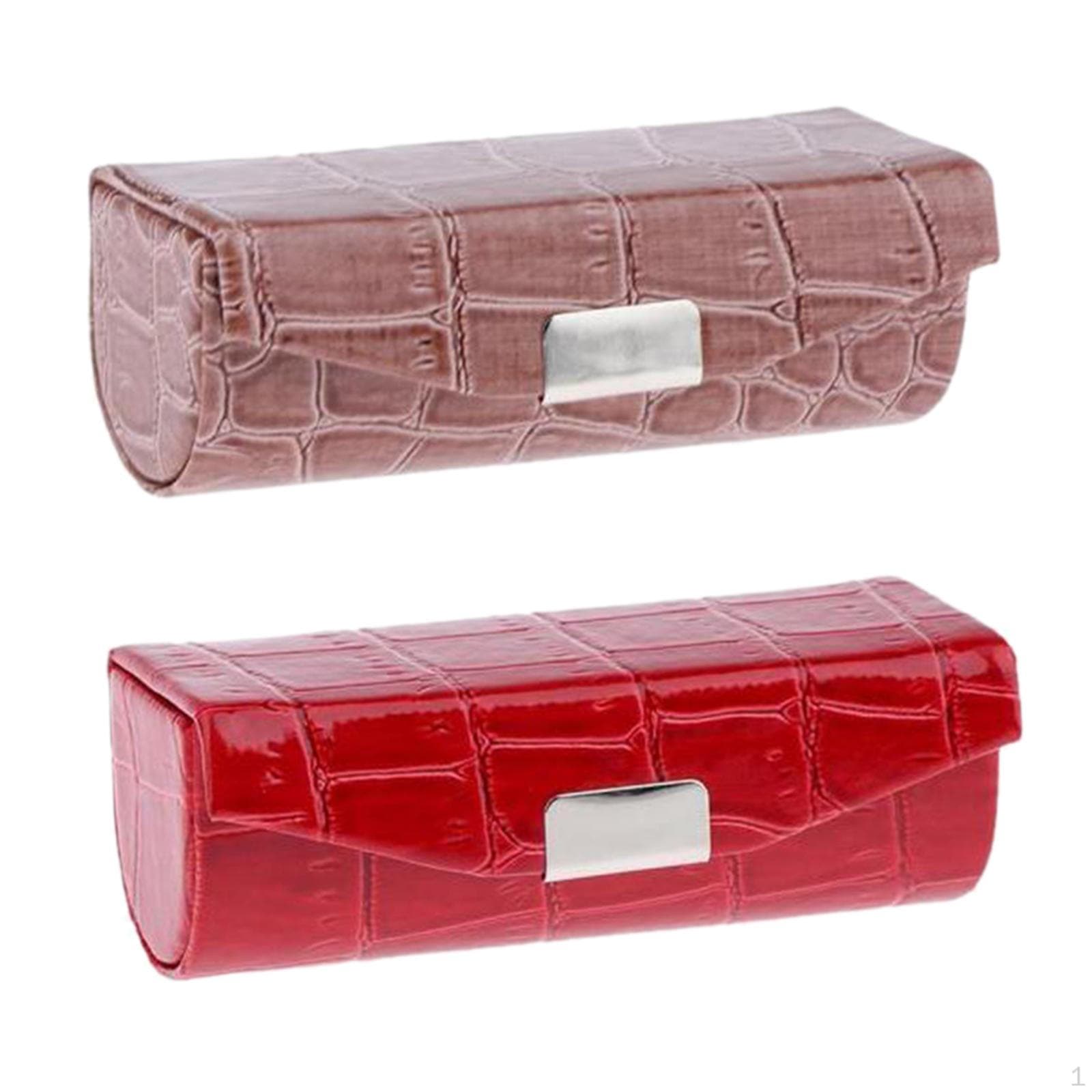 Étui à rouge à lèvres en cuir PU pour femmes, 2 couleurs, avec miroir