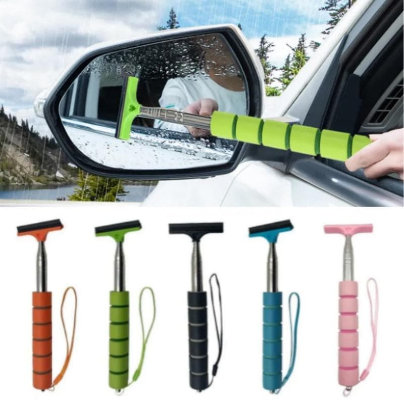 Essuie-glace de rétroviseur de voiture, raclette télescopique portable pour vitres de voiture, brosse de nettoyage pour rétroviseur de voiture,
