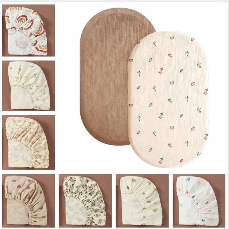 Drap-housse en mousseline de coton doux et respirant pour bébé, drap de lit pour nouveau-né, drap plat universel de couleur unie pour berceau de