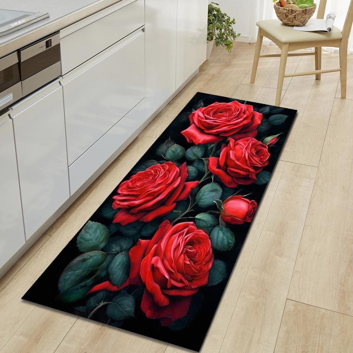 1 Pièce Tapis de Sol Motif Fleur Marbré Moderne Cuisine Polyester Tapis Antidérapant Coloré Tapis d'Intérieur, Pour Décoration Maison Salle de