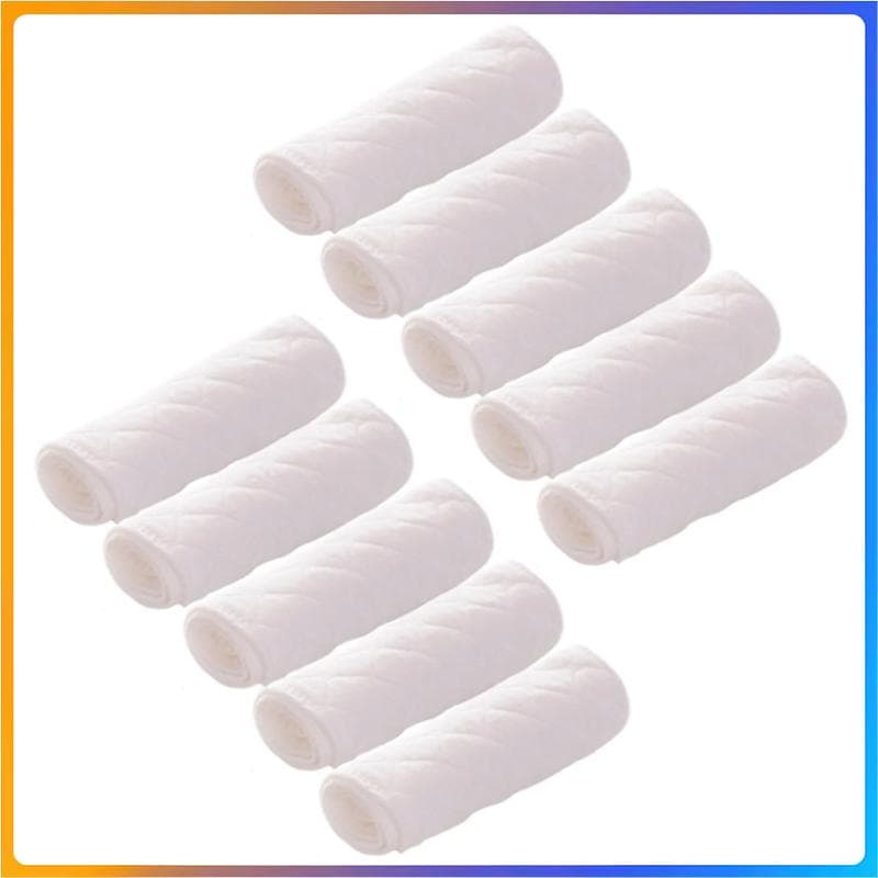 10 Pièces Couches pour Bébé Réutilisables Lavables Coton Couche Écologique Inserts Couches en Tissu Coton Respirant Absorbant blanc