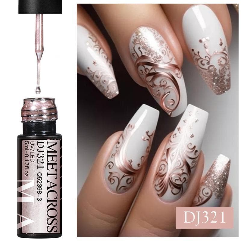 Vernis à ongles Gel effet métallique argenté, 5ML, multifonction, peinture française, fleur, dessin, Nail Art, UV
