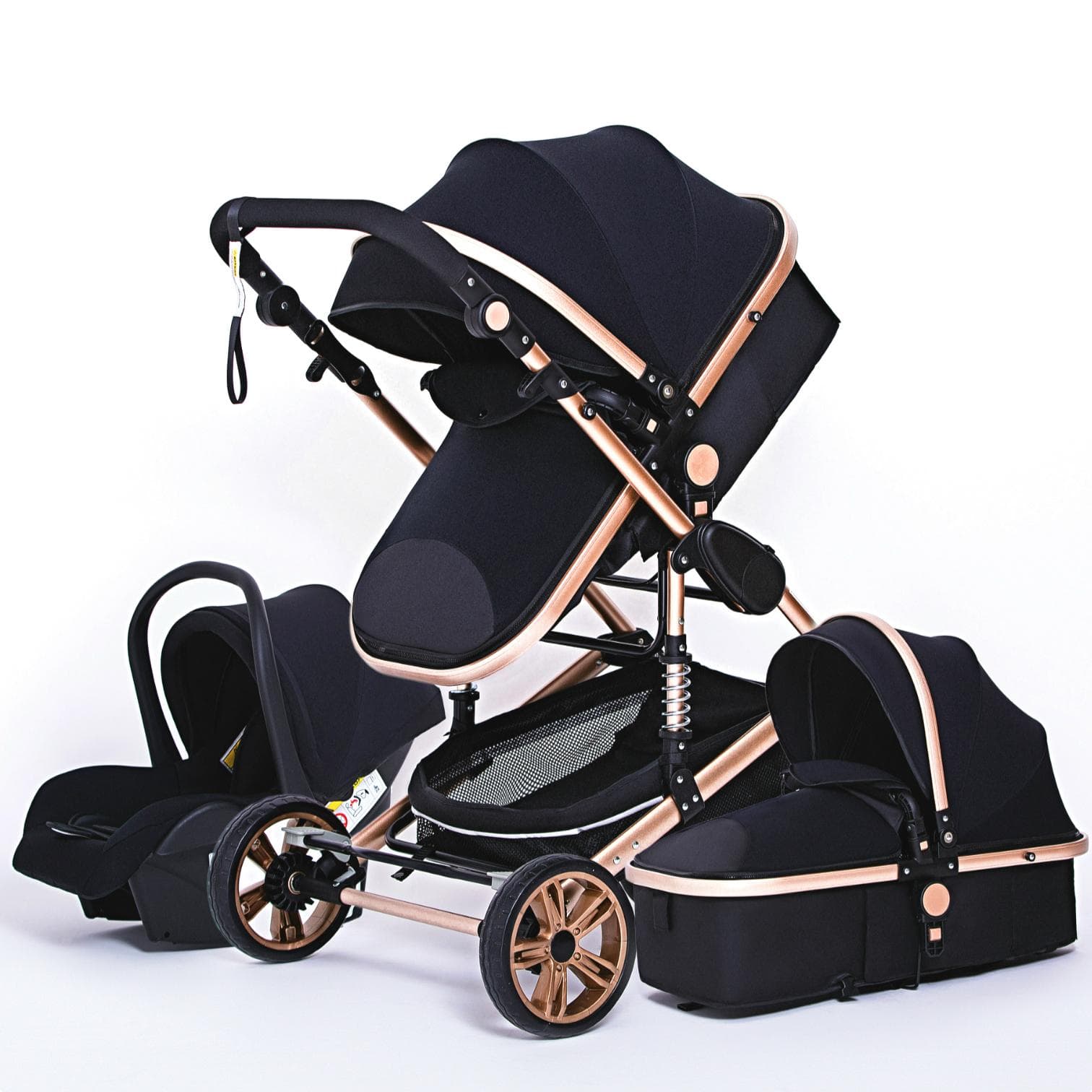 Luxueux bébé poussette 3 en 1 Portable voyage landau pliant landaus cadre en aluminium haute paysage voiture pour nouveau-né bébé rose
