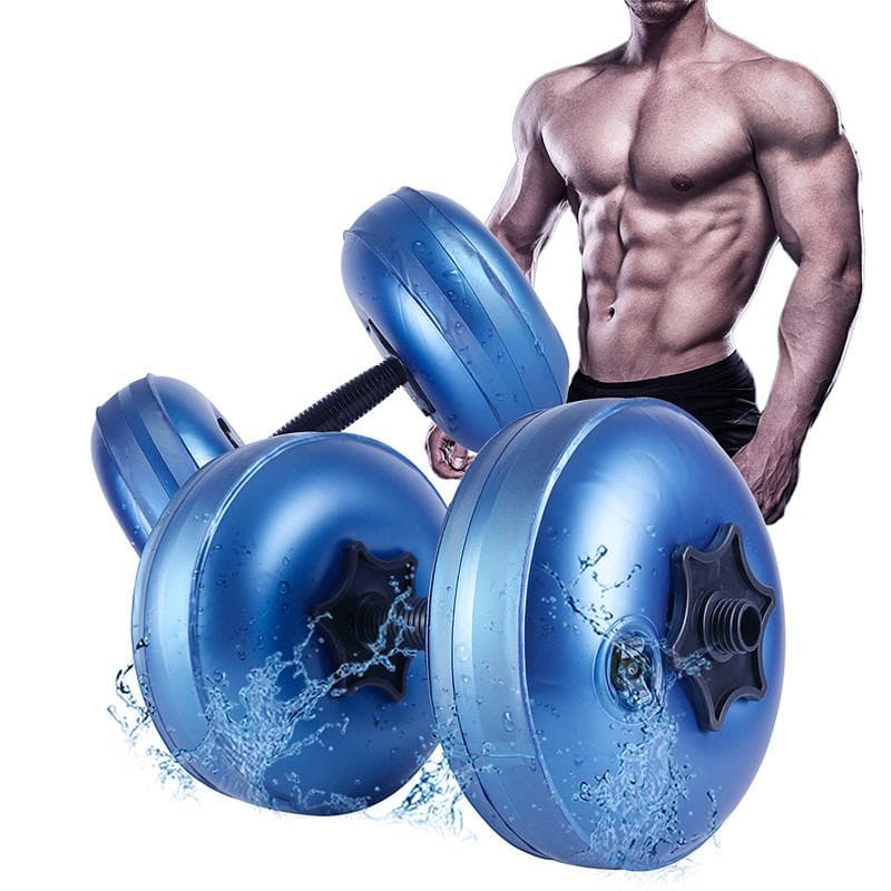 Haltères portables réglables remplis d'eau, poids de 8 à 10kg, pour l'entraînement musculaire des bras, Fitness bleu