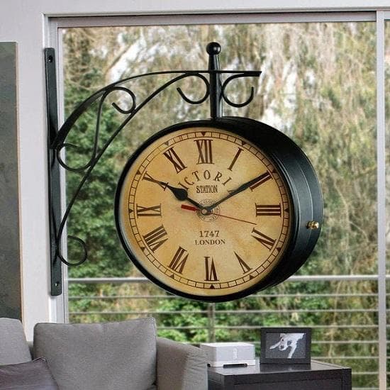 Horloge de chemin de fer analogique noire, horloge murale analogique 30cm X 32cm 8 pouces de diamètre, horloge murale analogique, horloge double