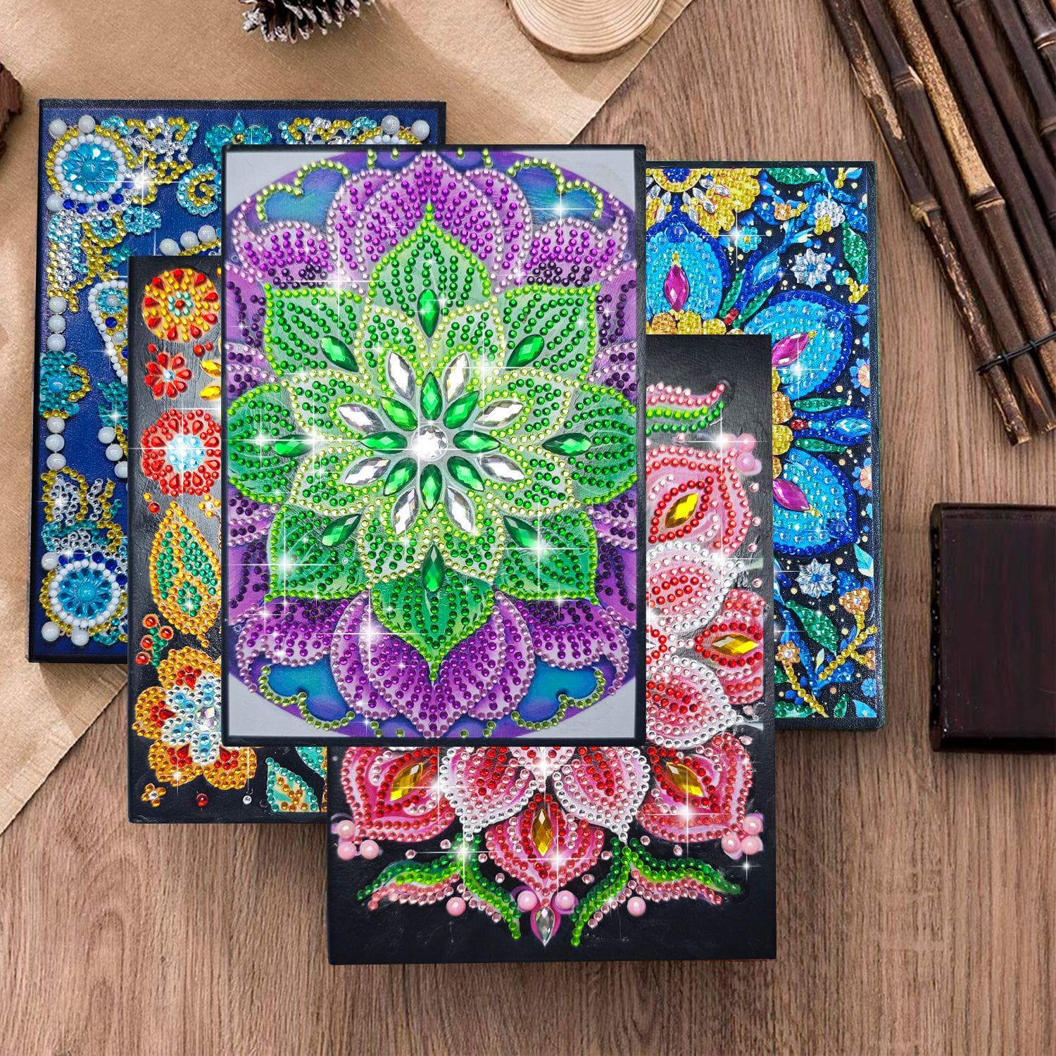Cahier A5 Autocollant Diamant DIY Créatif 2025: Livre de Peinture Diamant pour Enfants de 50 Pages de Forme Spéciale