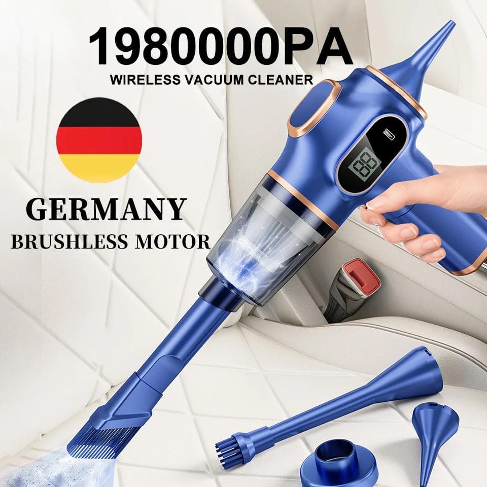 Aspirateur sans fil 5 en 1, Robot Portable pour Automobile, pour bureau, voiture, appareils ménagers, 1980000Pa bleu
