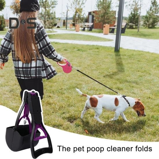Ramasse-crottes pliable à long manche de 45 cm pour chiens de grande, moyenne et petite taille. Robuste, idéal pour la pelouse, l'herbe, la terre et