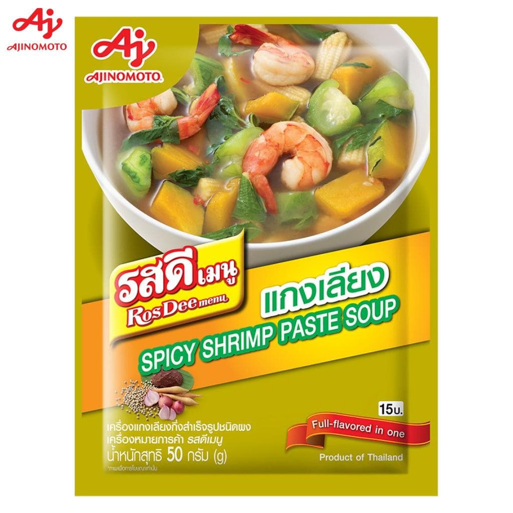 Menu Ajinomoto RosDee, soupe thaïlandaise épicée à la pâte de crevettes (Kaeng Lieng), Plein de saveurs en un, 50 g 1 pièce / 3 pièces / 10