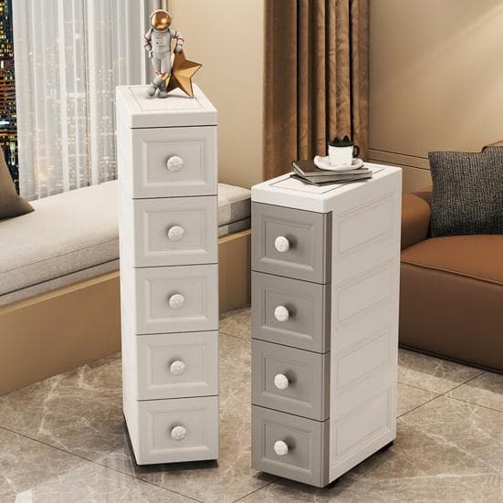 Armoire de Rangement Fine à Plusieurs Niveaux Haute et Étroite avec Roulettes Tiroirs Organisateur Roulant à Tiroirs Multiples pour Petits Espaces