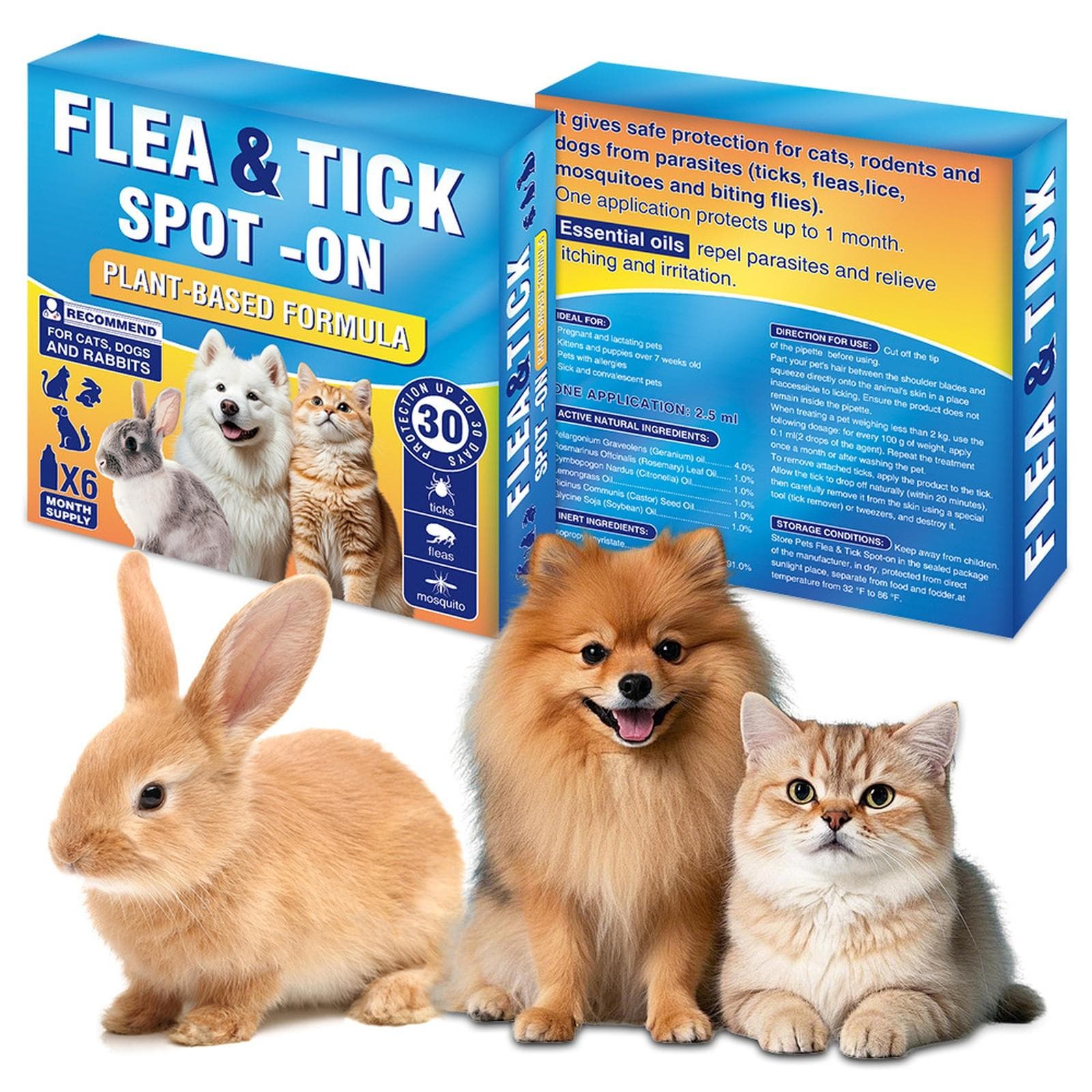 Puces et Tiques pour Chats de plus de 9 ans, Puce Topique, Contrôle Rapide et Longue Durée des Puces pour Chats, Lot de 6 Doses 2,5 ml