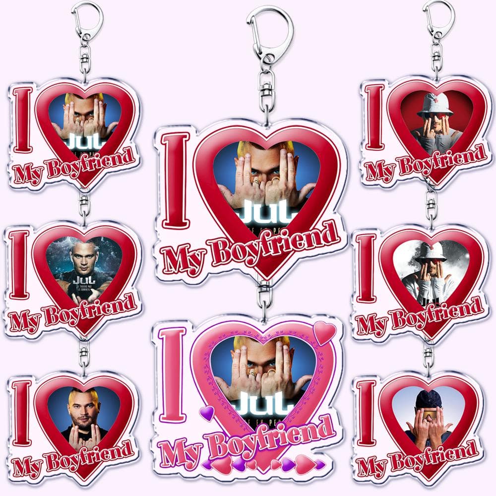 Porte-clés Hot rappeur français JUL pour AccessoiresJe l'aime Mon petit ami Oh Qu'elle Est Belle Porte-clés Cœur Bijoux Fans Amis Cadeaux