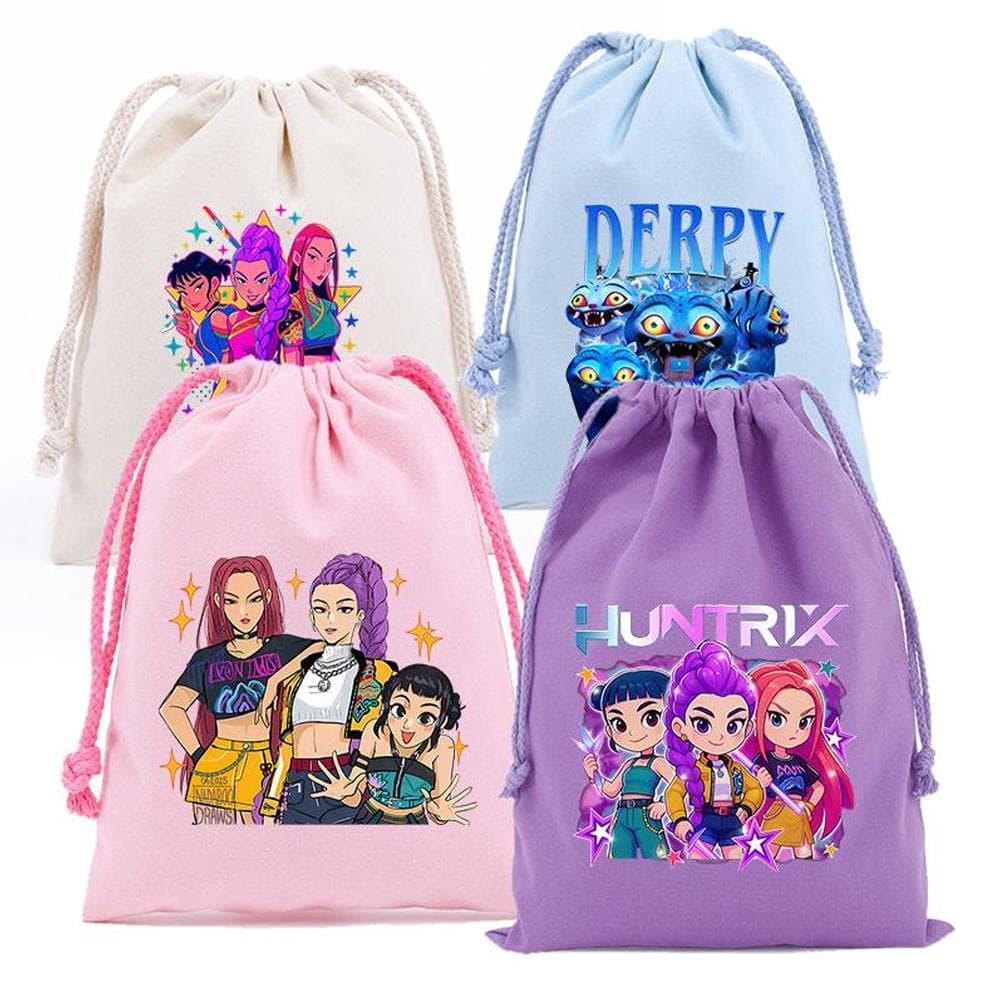 KPop Chasseurs de Démons Sac Cordon de Serrage de Rangement Musique Dessin Animé Fête Biscuits Bonbons Emballage Sacs Cadeaux pour Enfants Imprimé