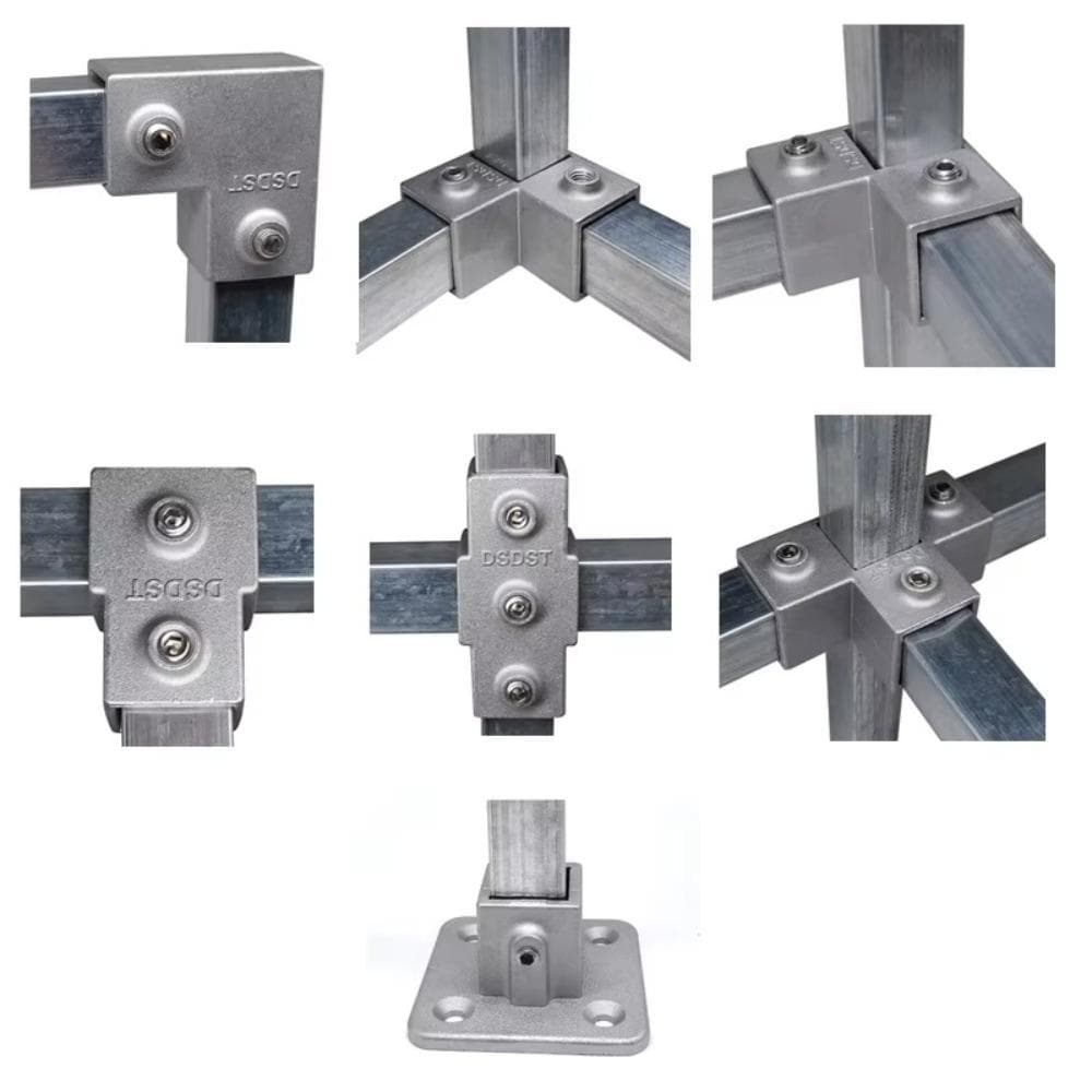 Tube Carré en Alliage d'Aluminium Serre-tube Fixe Raccords d'Angle Carrés à Trois Voies en Alliage d'Aluminium