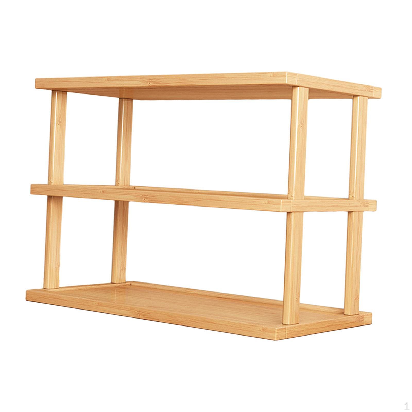 Organisateur de bureau, étagère de bureau, présentoir à double couche pour chambre à coucher marron