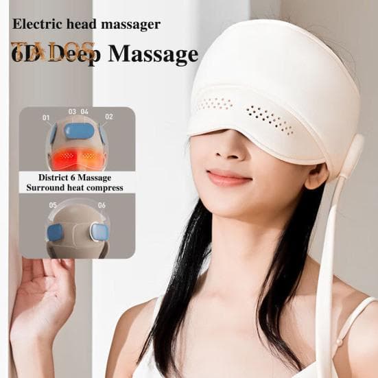 Masseur de tête électrique, masseur électrique pour soulager la migraine, cache-yeux à 3 vitesses, masseur pour les yeux et la tête pour soulager