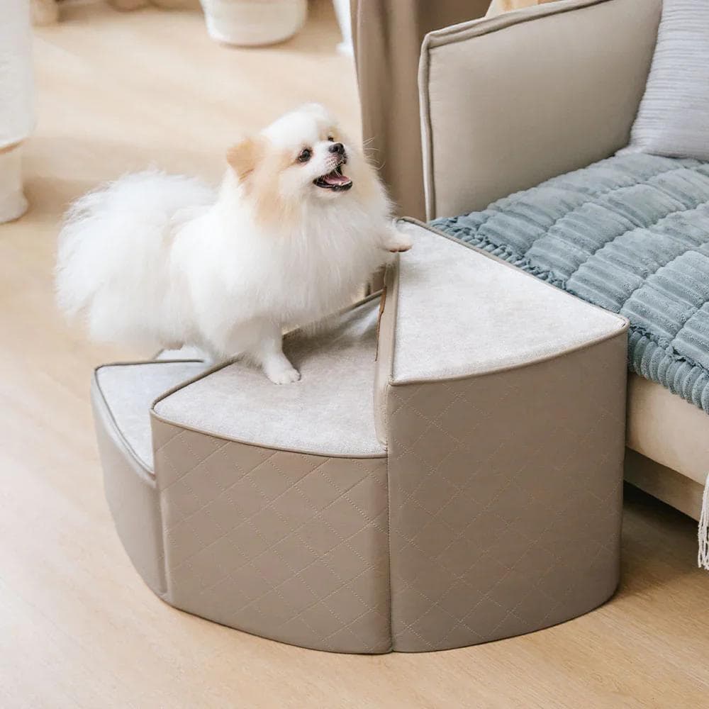 Escaliers pour Animaux en Similicuir Hydrofuge 2/3/4 Marches Rampa Antidérapante pour Chien/Chat Échelle Amovible Spirale Petits Degrés Accessoires