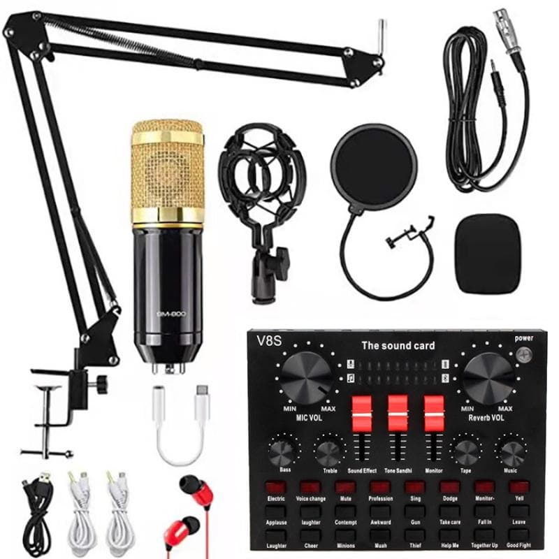 Microphone à condensateur BM800 V8S, carte son, combinaison, téléphone portable, ordinateur, ensemble de diffusion en direct, équipement
