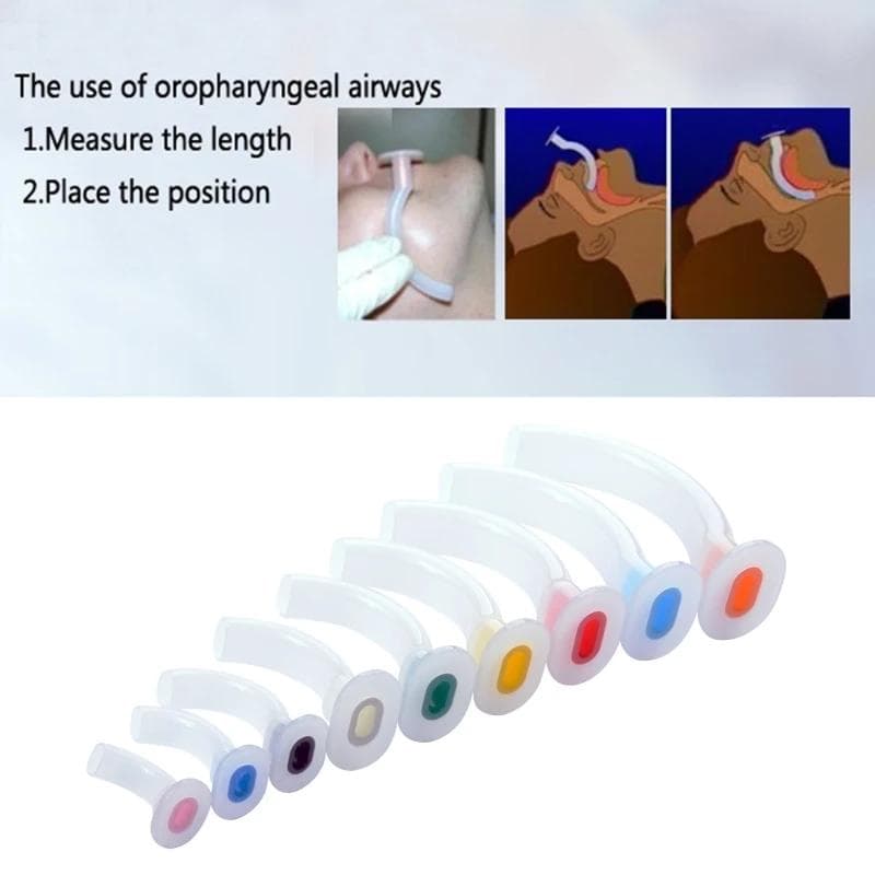 9 Pièces Guide Tube d'Air Jetable pour Patient, Mixte, Oral, Blanc, Code Couleur Guedel, Tube d'Intubation d'Urgence