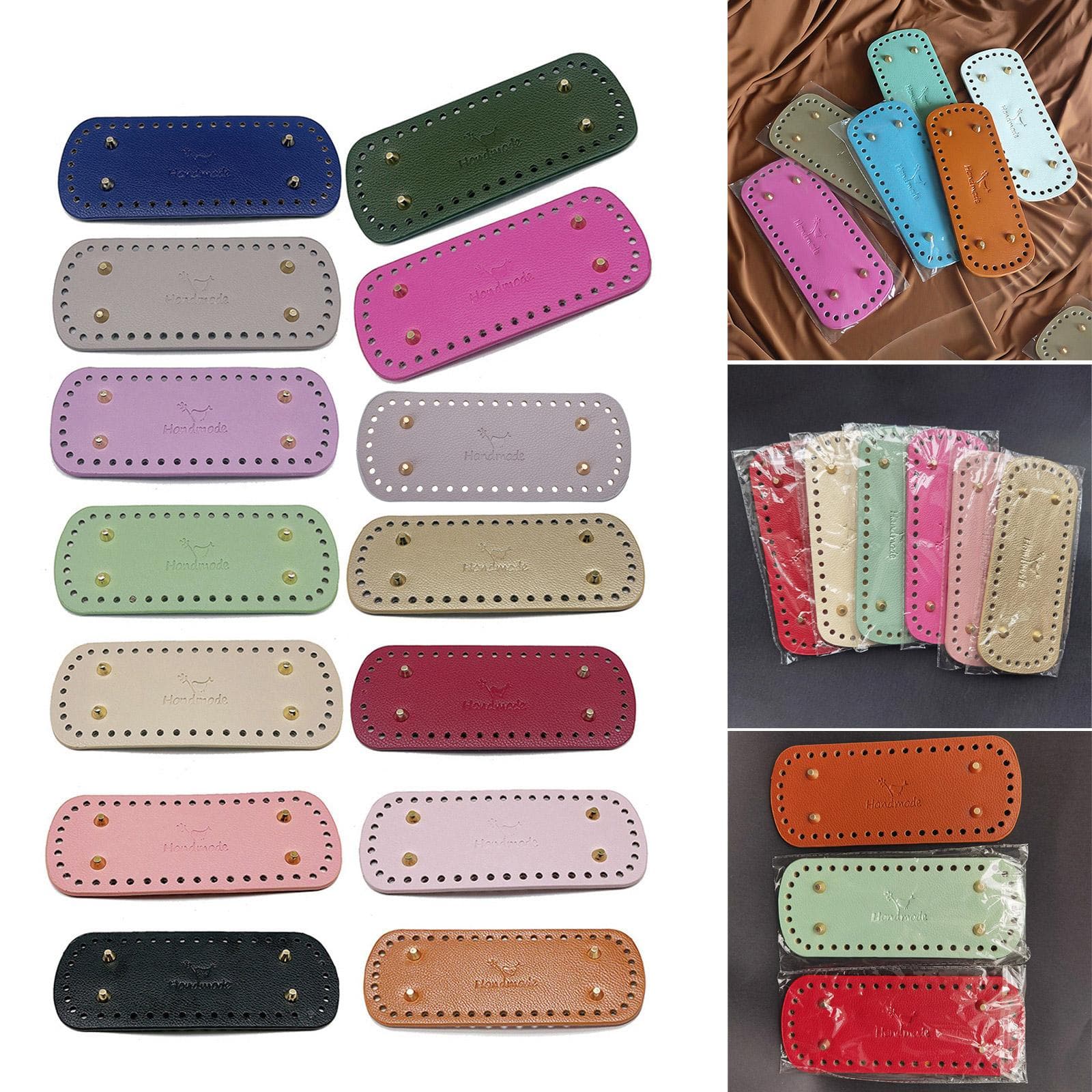 Fonds de Sacs Faits Main avec 44 Trous Cuir Ovale Rond Base de Sac DIY Accessoires de Sac au Crochet pour Tricoter Sacs Sacs Seau