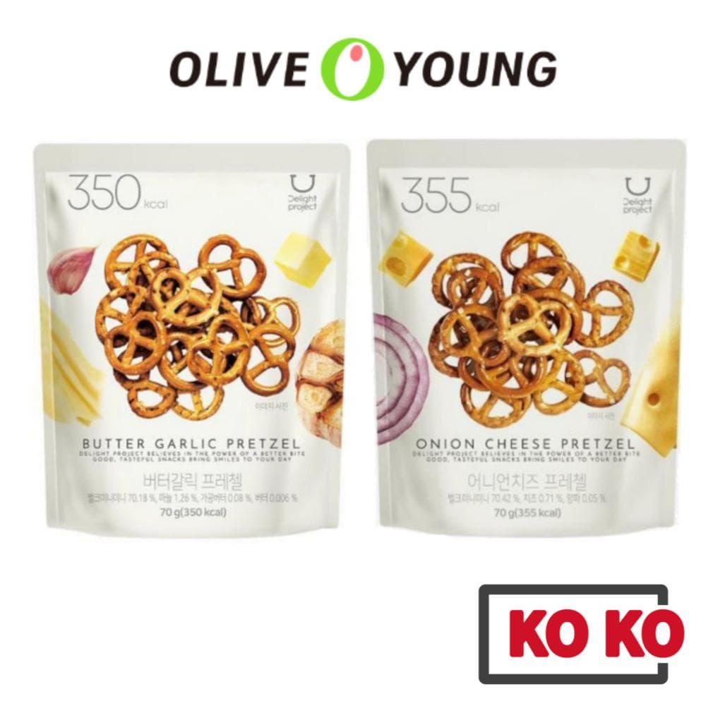Olive Young Bretzel 70g (3 saveurs) / Beurre Ail / Oignon Fromage / Snack Coréen