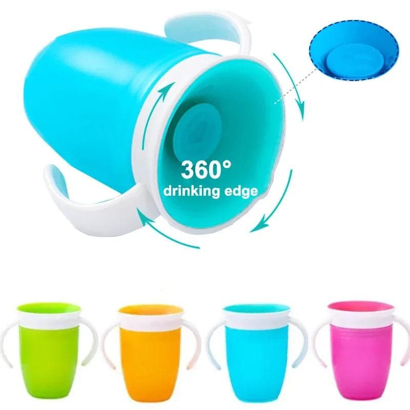 Tasse d'apprentissage pour bébé rotative à 360 degrés avec double poignée Tasse à boire en silicone Tasses à boire anti-étouffement cm orange