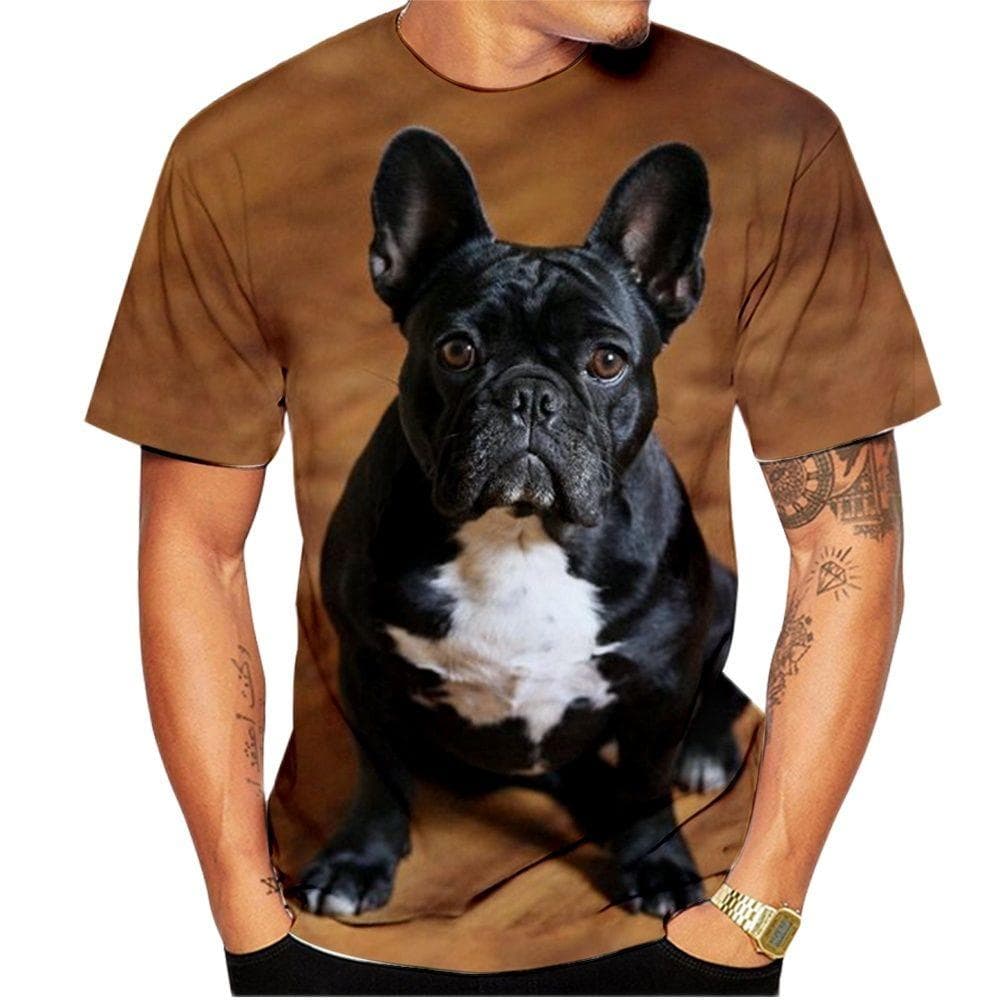 T-Shirt à manches courtes et col rond pour homme et femme, haut ample et décontracté, avec Animal bouledogue français imprimé en 3D, tendance,