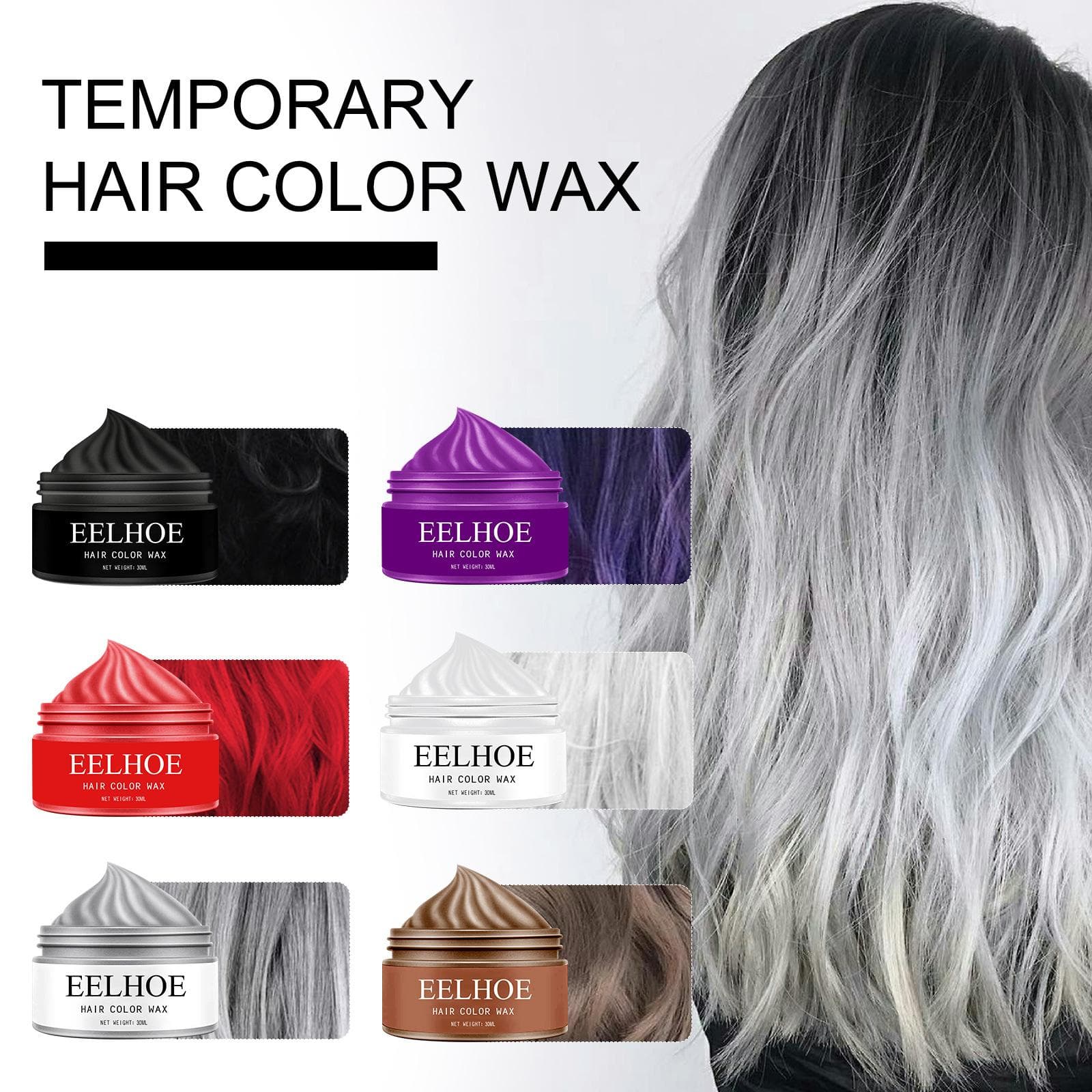 EELHOE 30 ml jetable teinture pour cheveux soins de beauté cire coiffante colorée pâte de moulage unique crème de teinture Gel pour cheveux