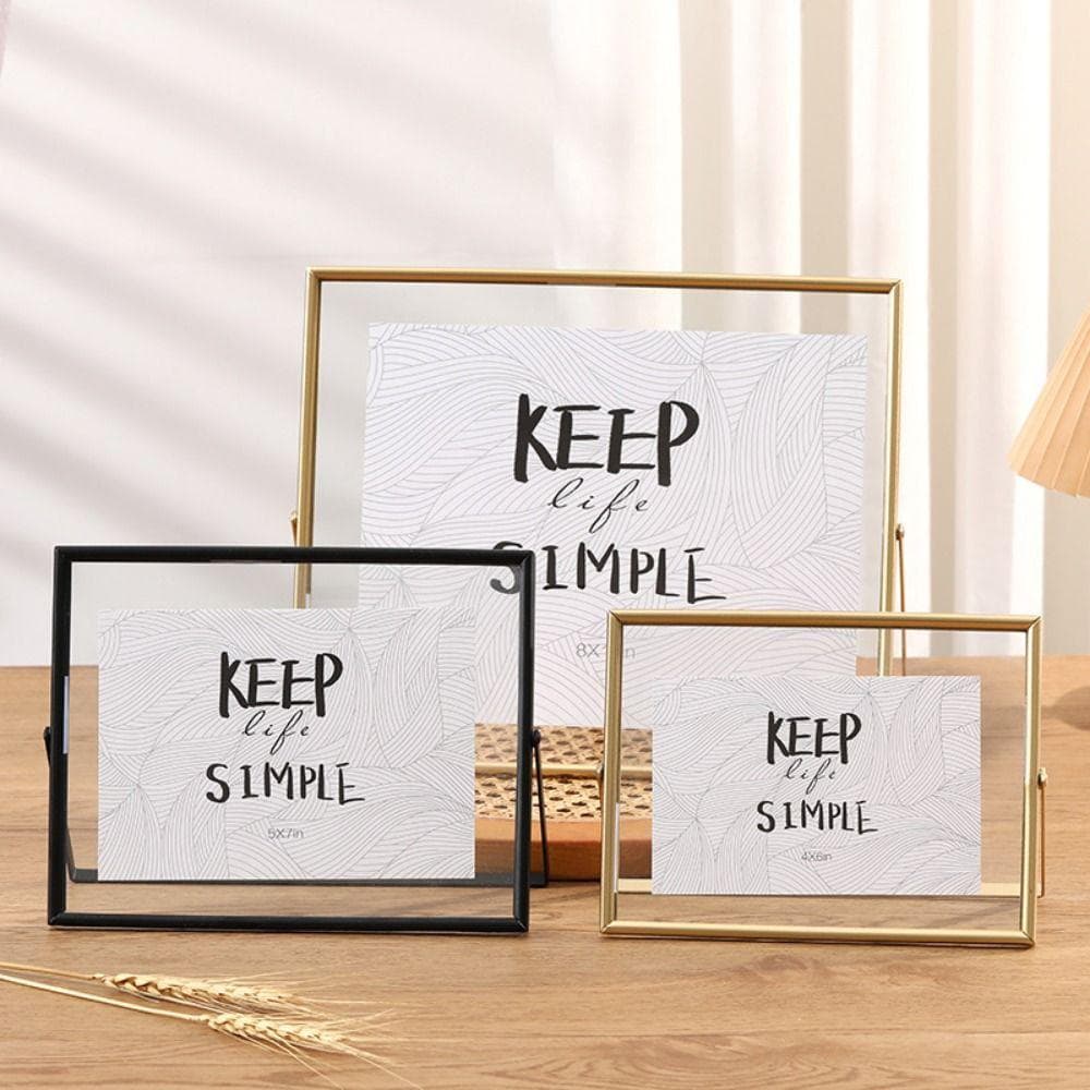 Cadre photo en métal de style minimaliste, cadre décoratif de table autoportant antirouille, cadre photo flottant horizontal robuste