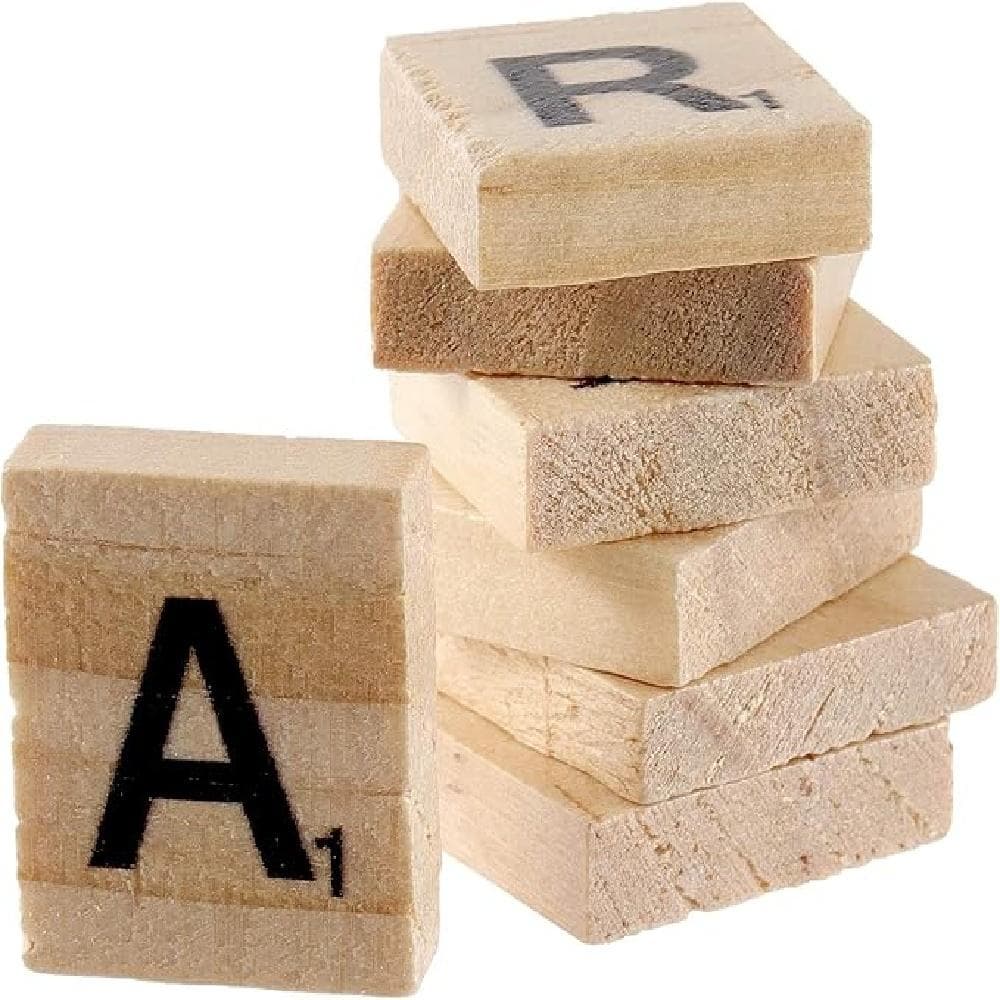 100 PIÈCES Tuiles de Scrabble en Bois, Lettres de Scrabble en Bois, Tuiles Lettres pour Loisirs Créatifs, Décoration DIY, Sous-verre à Épeler en
