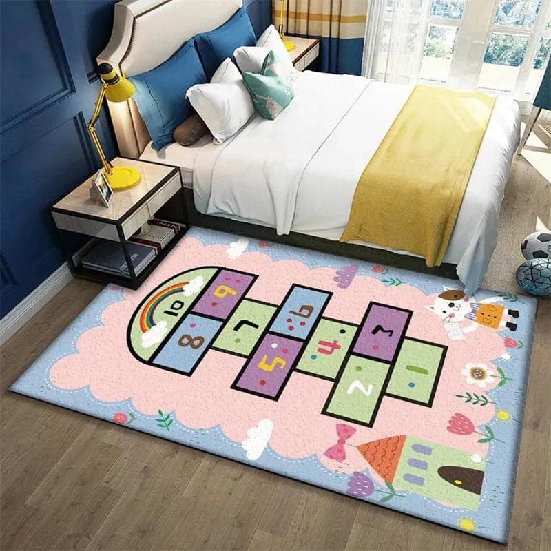 Tapis de Sol Moelleux Chiffres Marelle Antidérapant Garçons Filles Tout-Petits Éducatif Coureur Tapis de Zone pour Salle de Jeux Chambre Salle de