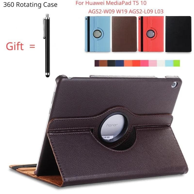 360 étui rotatif pour Huawei Mediapad T5 10.1 AGS2-W09/W19 AGS2-L09/L03 housse de tablette T3 9.6 M5 Lite 10 M6 10.8  support housse bleu ciel