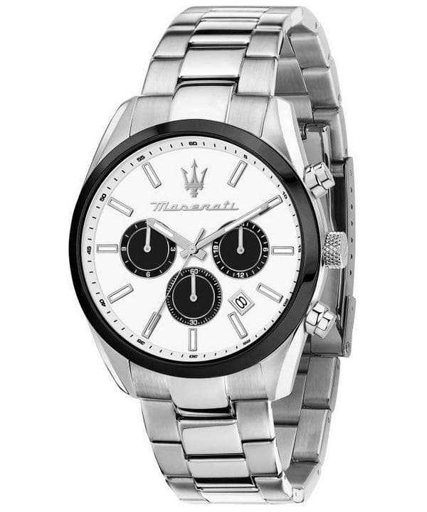 Montre Chronographe Maserati Attrazione Acier Inoxydable Cadran Blanc Quartz R8853151004 Montre pour Homme blanc