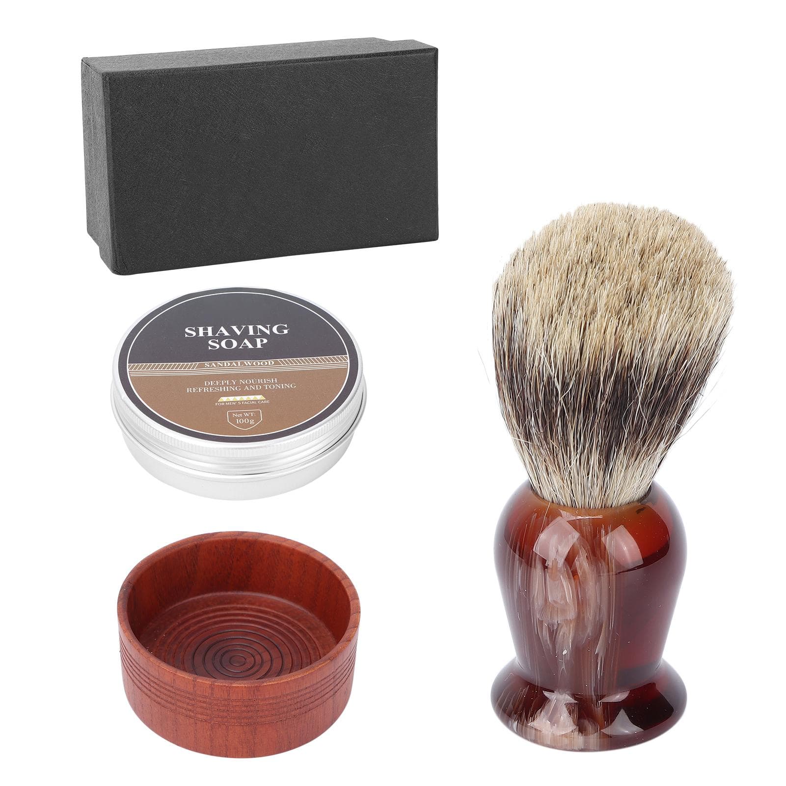 Kit de rasage et de barbe pour hommes BlueZOO, blaireau, bol en mousse, savon à raser, ensemble de soins de la barbe
