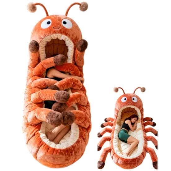Sac de couchage chenille câline Sac de couchage cocon en peluche rembourré Lounger corps entier Nid douillet de lecture Cocon de sieste d'intérieur