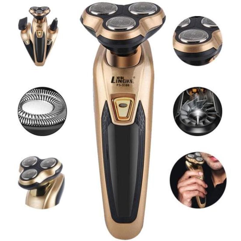 Rasoir électrique Rechargeable à 3 têtes de lame, tondeuse à barbe, Machine à raser bleu